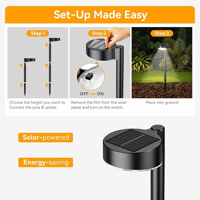 Ahaorigin 6 Pack Solar Pathway Lights Outdoor, 12 Brighter LED Solar Lights - Image 6