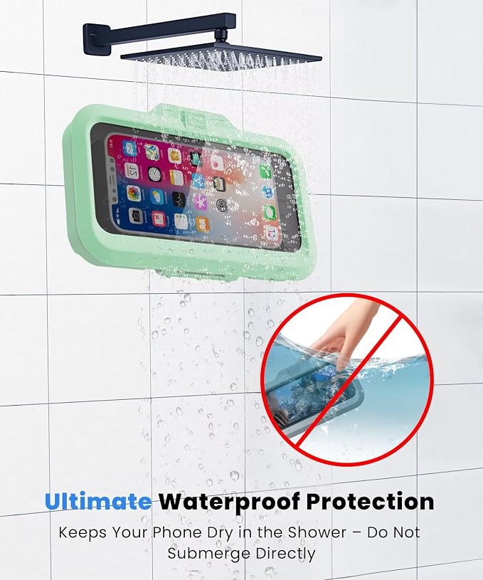 URROY Shower Phone Holder Waterproof One-Touch Open Shower Phone Case Anti-Fog - Image 2