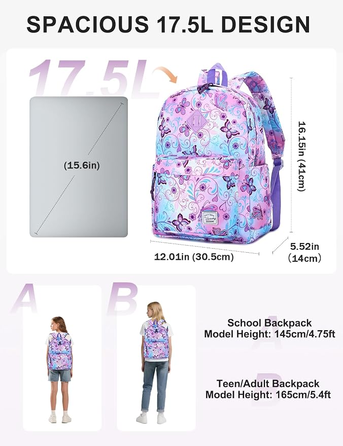 VASCHY Backpack for School, Lightweight Water Resistant Bookbag Schoolbag - Image 2