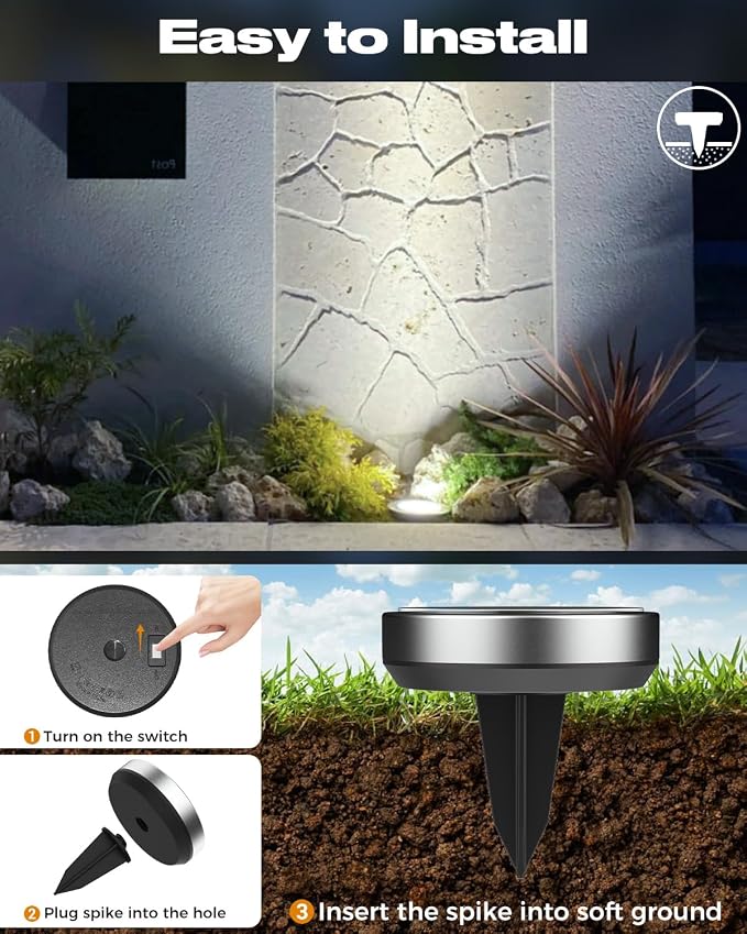 btfarm 4 Pack Solar Lights Outdoor, 8 LED Solar Ground Lights IP65 Waterproof - Image 5