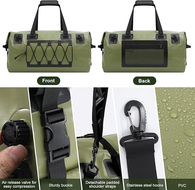 Waterproof Duffel Bag, 70L Large Motorcycle Dry Backpack, Heavy-Duty Roll Top - Image 3