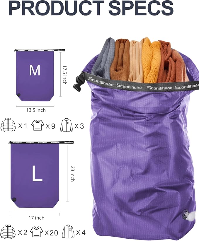 Travel Laundry Bag, Pump-free Vacuum Compression Dirty Clothes Bag, Large - Image 2