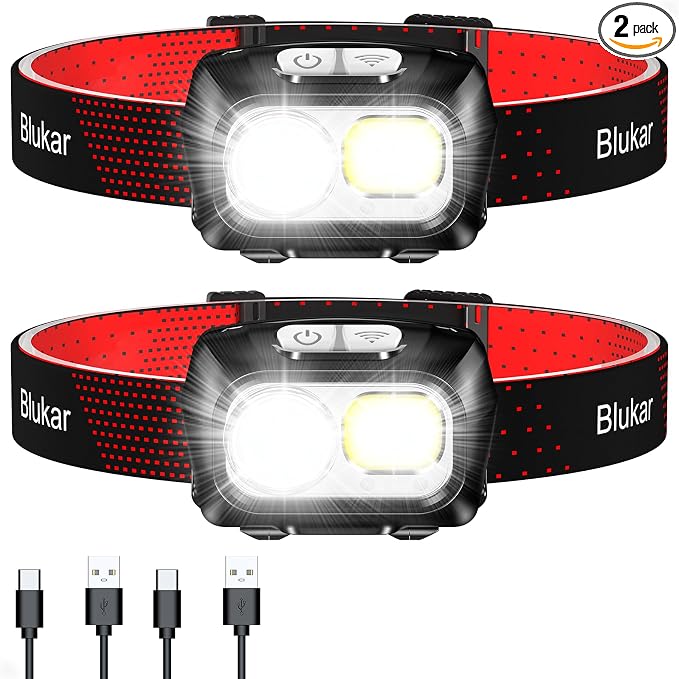 Blukar LED Headlamp Rechargeable, 2000L Super Bright Headlight by Blukar