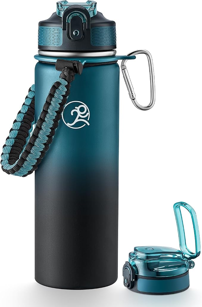 GOSWAG Insulated Sports Water Bottle, 24oz 2 Lids, Stainless Steel Water Bottles by GOSWAG