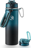 GOSWAG Insulated Sports Water Bottle, 24oz 2 Lids, Stainless Steel Water Bottles by GOSWAG