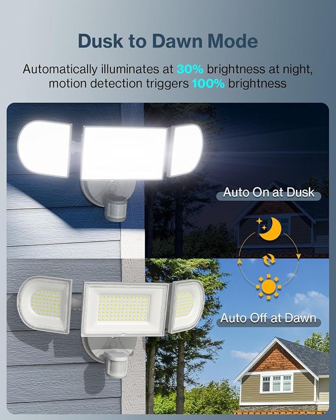 Olafus 180W Motion Sensor Outdoor Lights, 18000LM Dusk to Dawn LED Flood Lights - Image 6