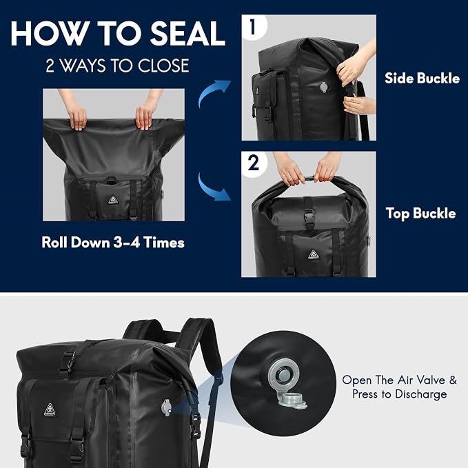 Haimont Large Waterproof Dry Backpack IPX7 Roll-top Dry Marine Dry Bag - Image 3
