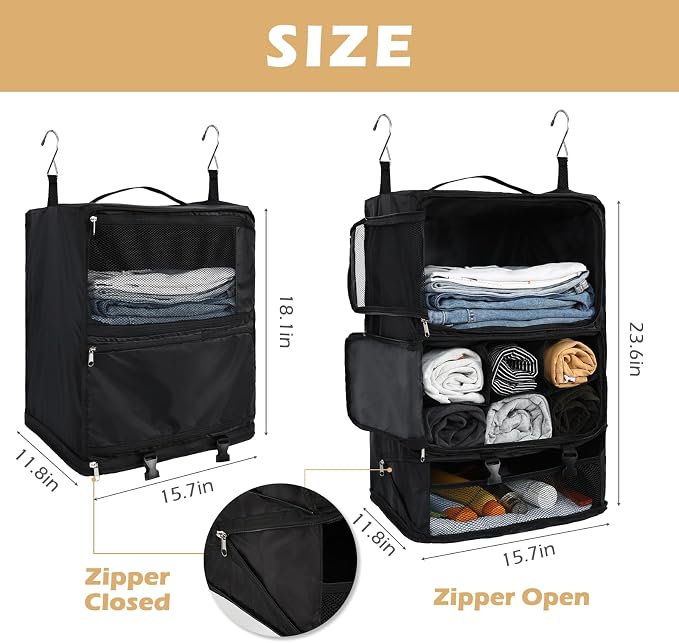 Surblue Hanging Shelves Travel Storage Bag Compression Packing Cube - Image 5