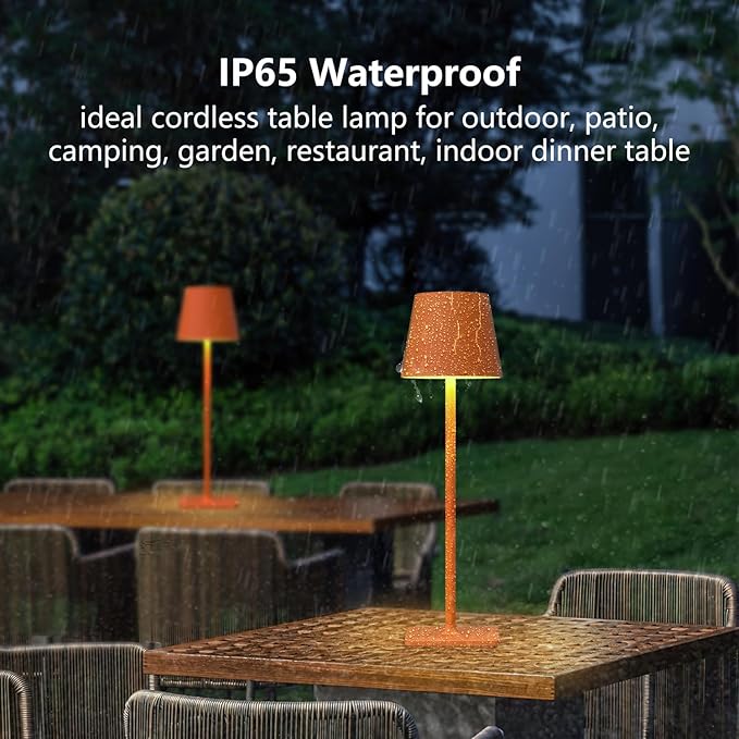 Yogaret Orange Cordless Table Lamp Set of 2-3 Way and Stepless Dimmable - Image 4
