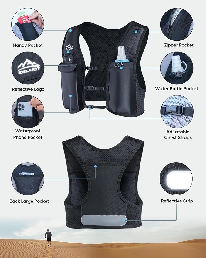 Zelvot Running Vest for Women Men, USA Original Patent, Adjustable Chest Straps - Image 5