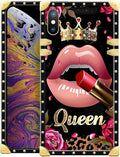 Compatible with iPhone Xs Max Case, Glitter Red Rose Queen Leopard Lipstick by Unknown