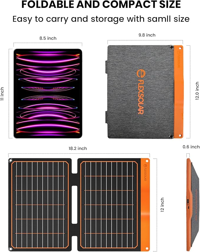 FlexSolar 20W Portable Solar Panel, High-Efficiency Monocrystalline PV Module - Image 6