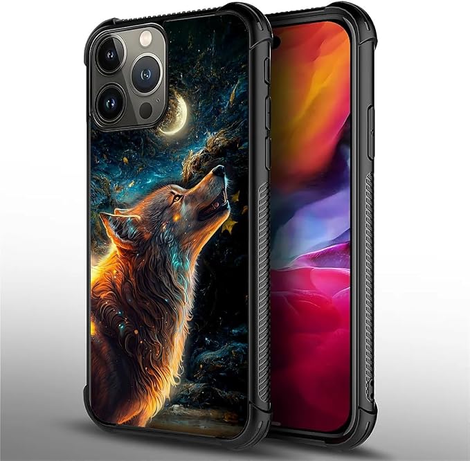 for iPhone 15 Pro Max Case, Star Cave Hungry Wolf Pattern Graphic Design Girl - Image 3