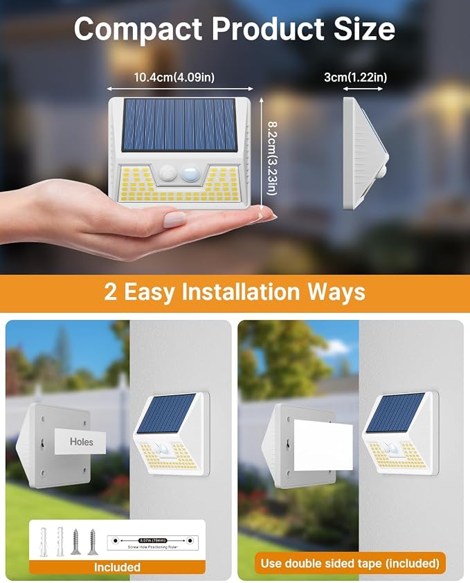 Vighep 4 Pack Solar Fence Lights Waterproof, Motion Sensor Deck, Warm White LED - Image 6