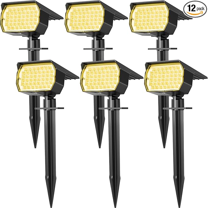 WENATY Solar Spot Lights Outdoor Waterproof IP65, 6 Pack Landscape Spotlights by WENATY