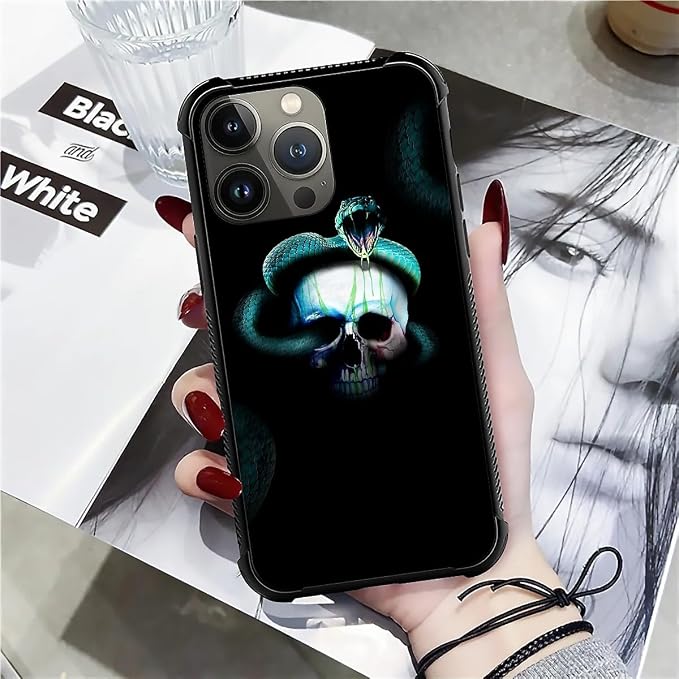 for iPhone 12 Pro Max Case, Skeleton Winding Snake Pattern Graphic Design Girl - Image 7