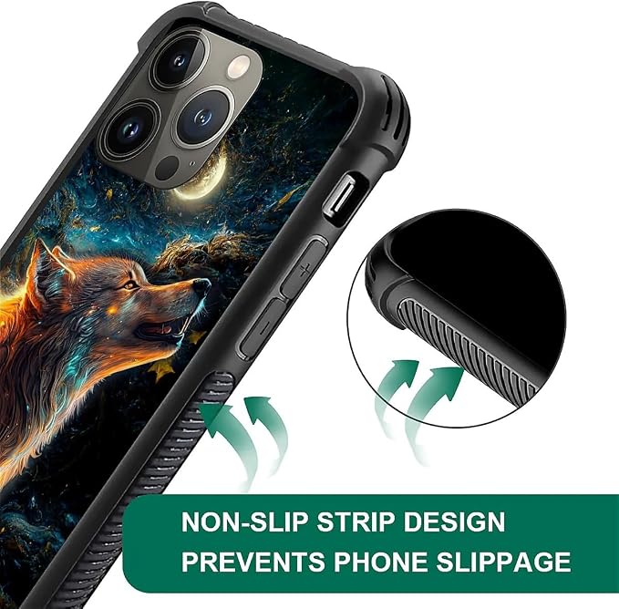 for iPhone 14 Pro Max Case, Star Cave Hungry Wolf Pattern Graphic Design Girl - Image 2