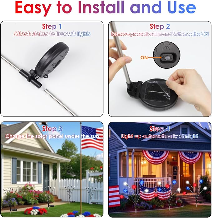 OZS 6 Pack Solar American Flag Lights - Image 7