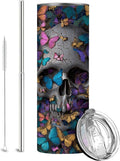 Firmiso 20 oz Tumbler｜Skinny Insulated Travel Mug｜Butterfly Skull Design by Firmiso