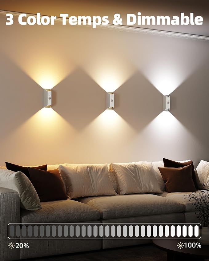 EZVALO Motion Sensor Wall Lights, 4000mAh Rechargeable Battery Operated Wall - Image 5