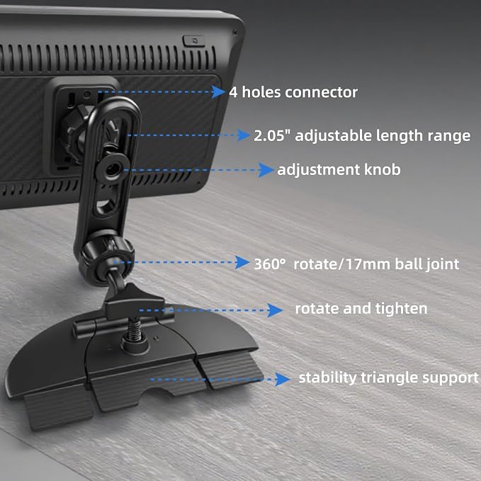 Extended CD Slot Mount for CarPlay Screen Adjustable Arm and 360° Rotating - Image 5