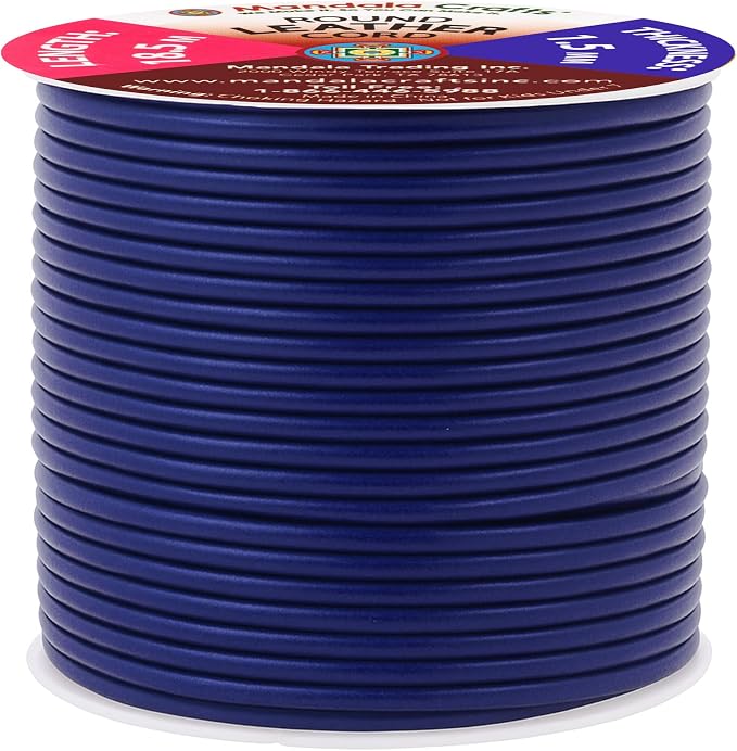 Mandala Crafts Round Genuine Navy Blue Leather Cord - Image 2