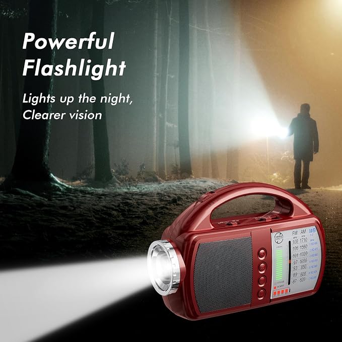 AM/FM/NOAA Weather Radio with Bluetooth Rechargeable Emergency Radio Built-in - Image 4
