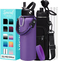 Insulated Water Bottle with Straw - 40 oz Triple Walled Water Bottle with Strap by VICKNIY