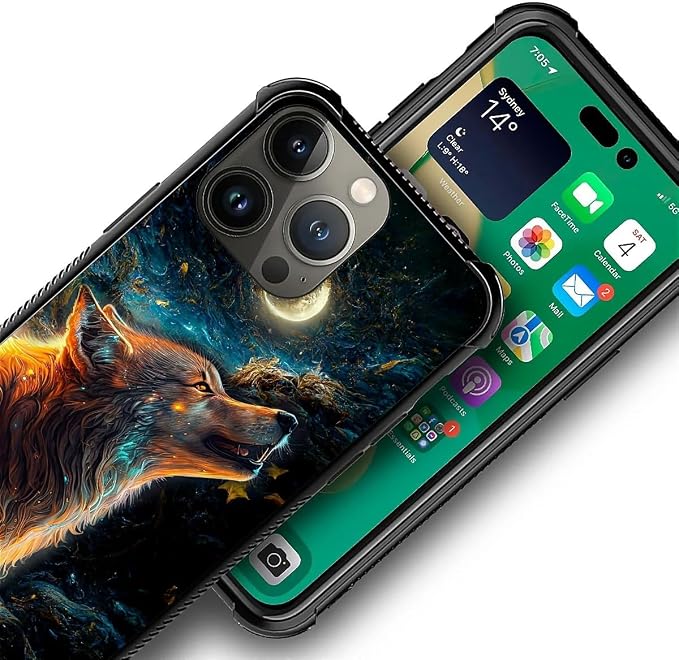 for iPhone 13 Pro Max Case, Star Cave Hungry Wolf Pattern Graphic Design Girl - Image 7