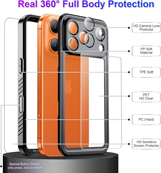 Temdan Compatible with iPhone 17 Pro Max Case, Waterproof Built-in Screen & - Image 4