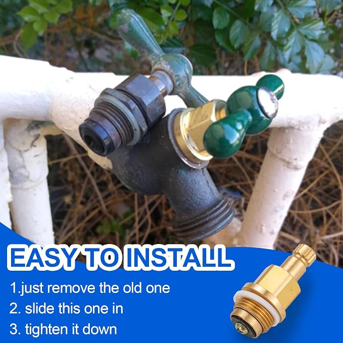 PK1100 Brass Globe Valve Faucet Stem Assy and PP806-15 Broach Sillcock Tee Hose - Image 4