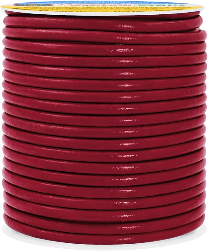 Mandala Crafts Round Genuine Burgundy Leather Cord - Image 3