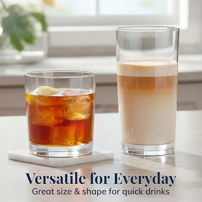 US Acrylic Classic Clear Plastic Reusable Drinking Glasses 12oz Rocks & 16oz - Image 3