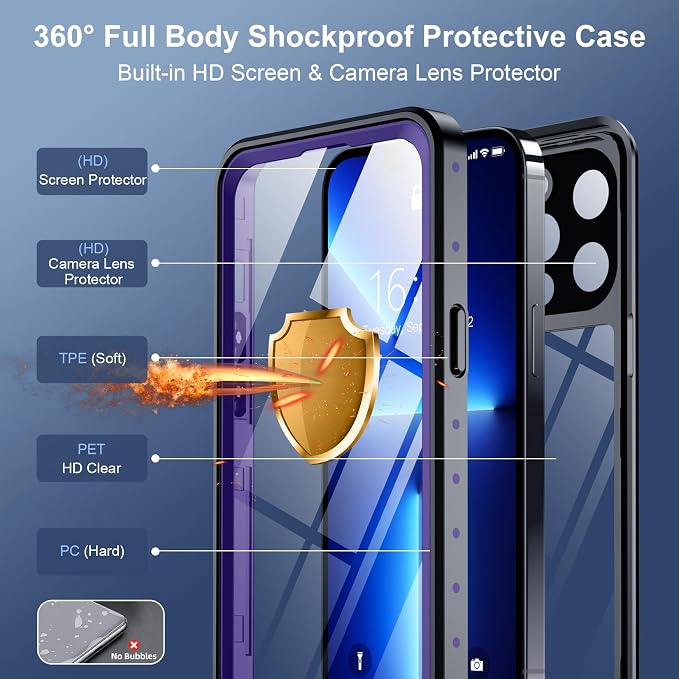 SPIDERCASE for iPhone 13 Pro Max Case Waterproof, Built-in Lens & Screen - Image 5
