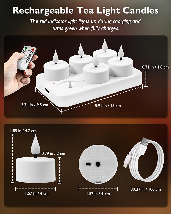 Homemory Rechargeable Tea Lights Flameless Candles - Image 7