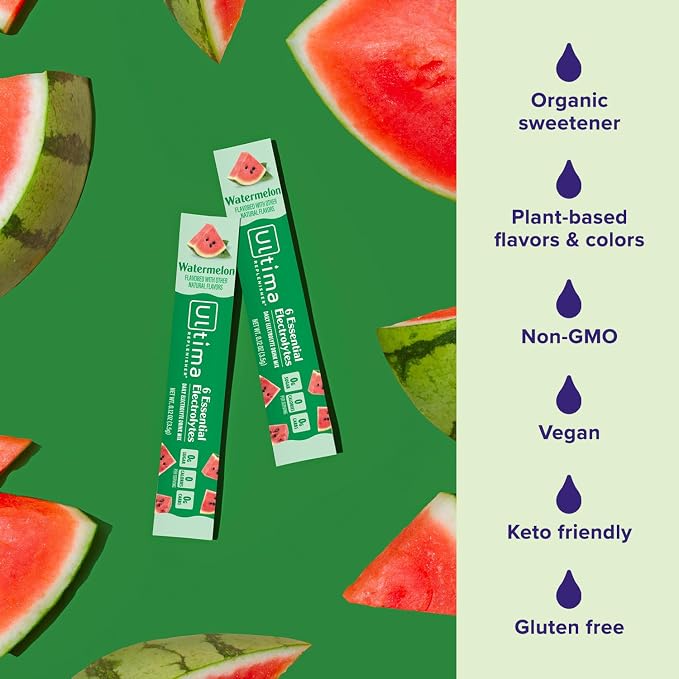 Ultima Replenisher Daily Electrolyte Powder – Watermelon, 20 Stickpacks – Zero - Image 4