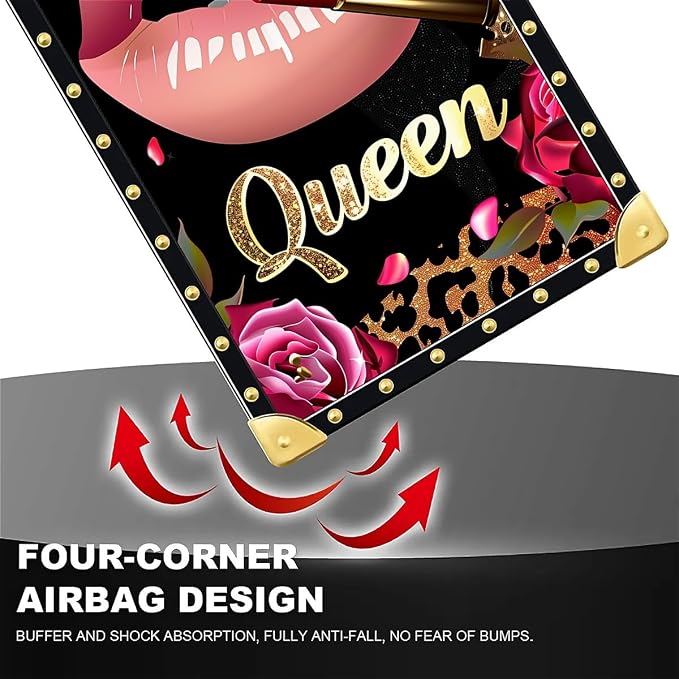 Compatible with iPhone 16 Pro Max Case, Glitter Red Rose Queen Leopard Lipstick - Image 7