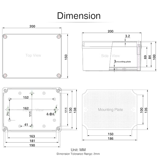 QILIPSU Junction Box with Mounting Plate 200x150x100mm - Image 6