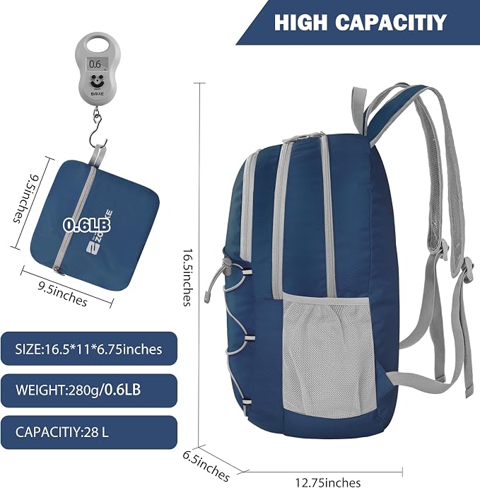 ZOMAKE Lightweight Packable Backpack 28L, Foldable Backpacks Water Resistant - Image 2