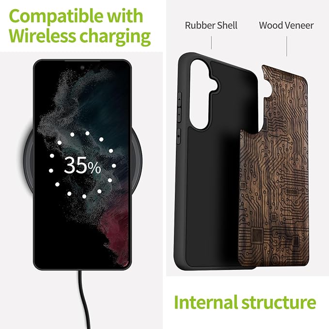 Carveit Wood Case for Galaxy S24 Plus Case Shockproof Protective Cover Unique - Image 5