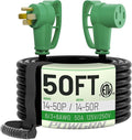 POWGRN NEMA 14-50P to NEMA 14-50R 50 Amp RV/EV Extension Cord 50 FT Outdoor by POWGRN