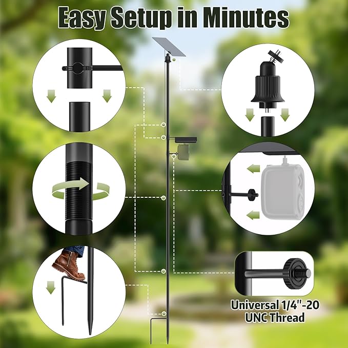 Ground Stake Mount Stand for Outdoor Cameras and Solar Panels, Adjustable - Image 4
