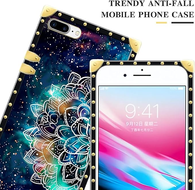 Compatible with iPhone 8 7 SE Case, Starry Sky Colourful Mandala Luxury Golden - Image 4