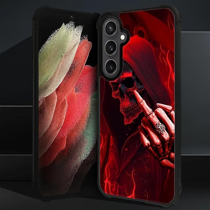 for Samsung Galaxy S23 FE Case, Gestures Funny Skull Pattern Graphic Design - Image 3
