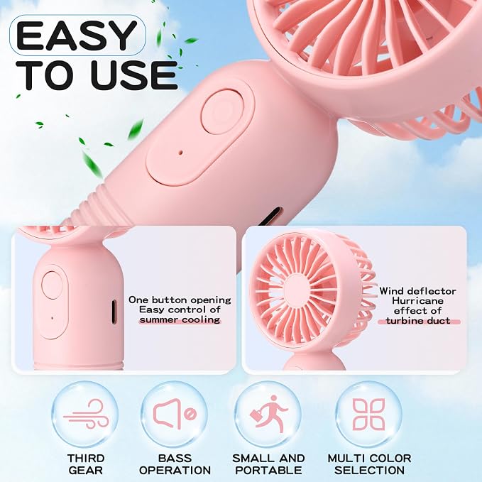 Rossesay 3 Pcs Mini Portable Fan Bulk Cute Handheld Lightweight Small Little - Image 4