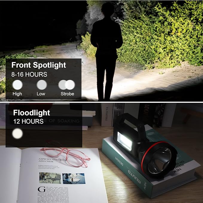 Rechargeable Spotlight Flashlight, High Lumens Handheld Spotlight, LED - Image 3