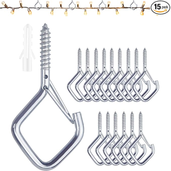 15 Pcs Silver Eye Hooks Screw Heavy Duty, Ceiling Hooks by Unknown