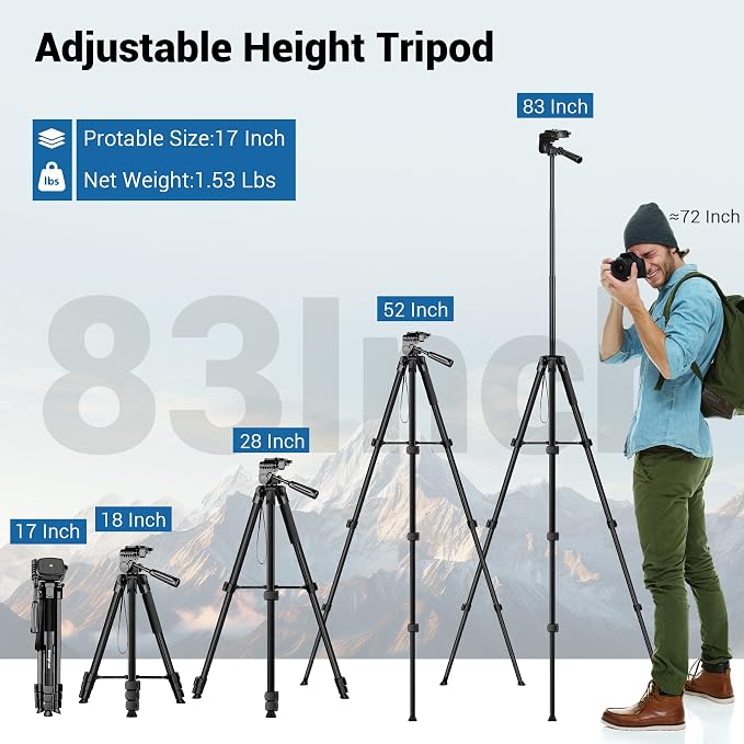 Phone Tripod, 83” Cell Phone Tripod - Image 3