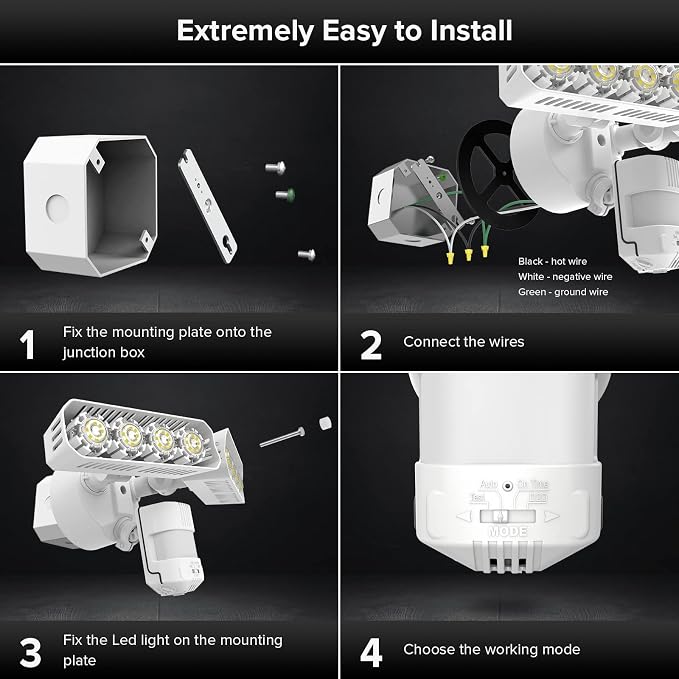 SANSI 36W LED Motion Sensor Outdoor Lights, Hardwired Security Light Motion - Image 6