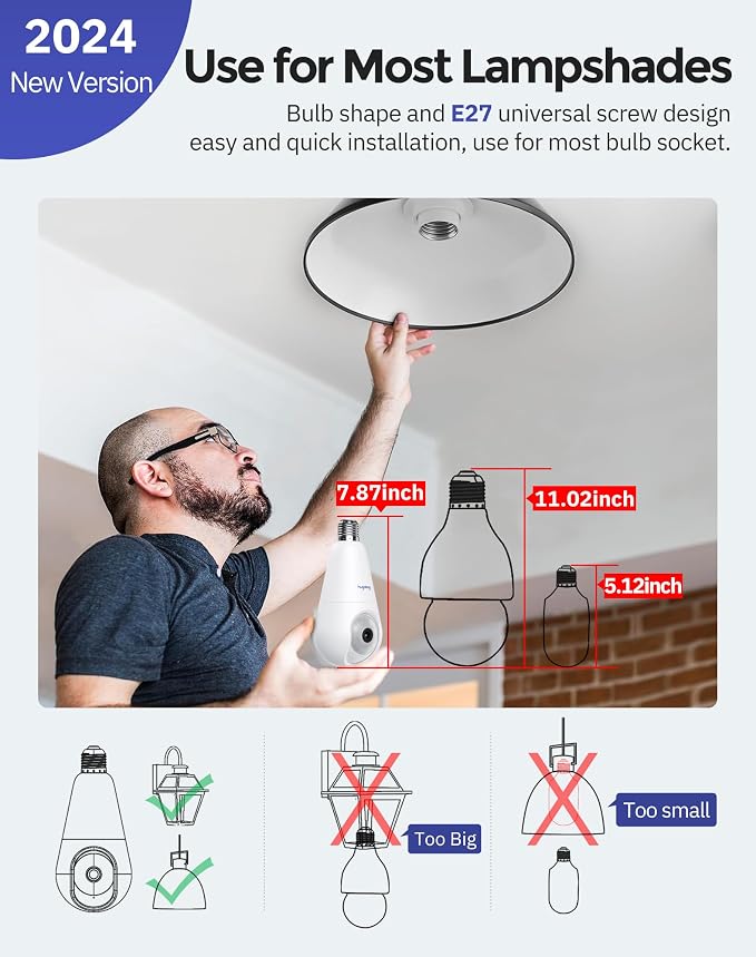 Hugolog 2K Light Bulb Security Cameras Wireless Outdoor-2.4GHz Cameras - Image 2